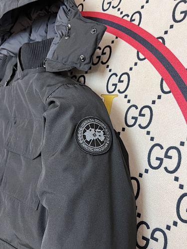Canada Goose Charcoal Hooded Parka with Four Flap Pockets