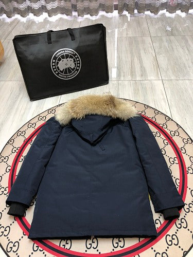 Canada Goose Navy Hooded Parka with Button Front