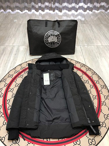 Canada Goose Charcoal Hooded Parka with Four Flap Pockets