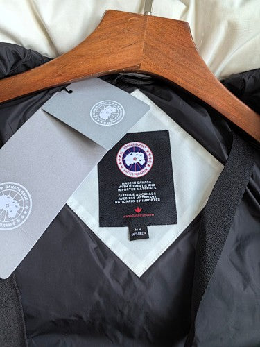 Canada Goose White Hooded Puffer Jacket with Textured Trim