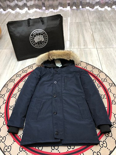 Canada Goose Navy Hooded Parka with Button Front