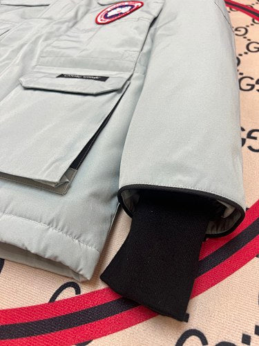 Canada Goose Light Grey Hooded Parka with Four Flap Pockets