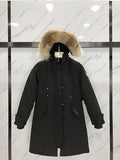 Canada Goose Black Long Hooded Parka with Textured Trim