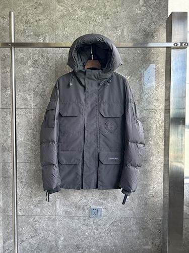 Canada Goose Charcoal Grey Hooded Puffer Jacket with Flap Pockets