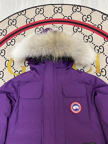 Canada Goose Purple Hooded Parka with Four Flap Pockets