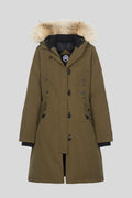 Canada Goose Olive Green Fur-Trim Hooded Long Parka