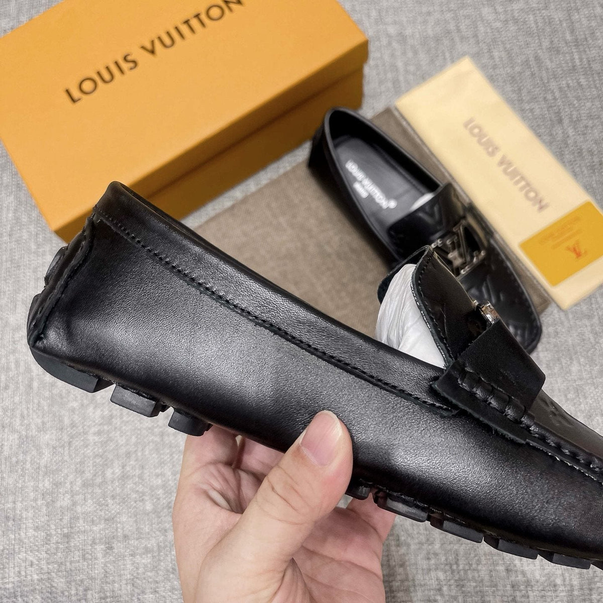 Louis Vuitton Black Metal-Accent Loafers - Black Leather Upper