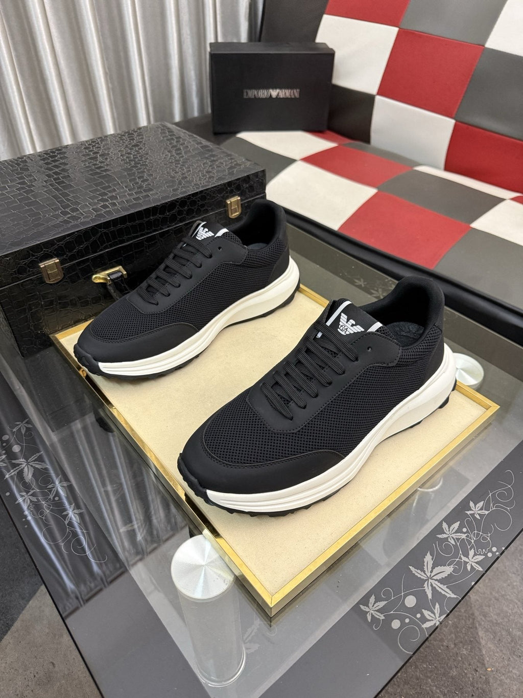 Emporio Armani Black Low-Top Sneakers
