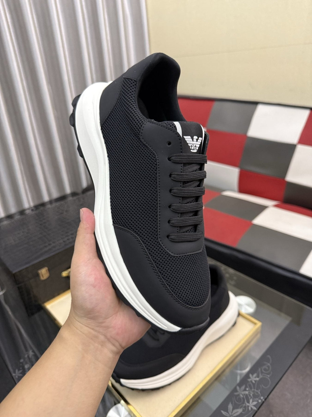 Emporio Armani Black Low-Top Sneakers