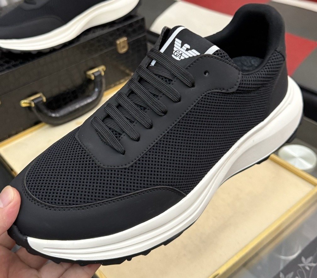 Emporio Armani Black Low-Top Sneakers
