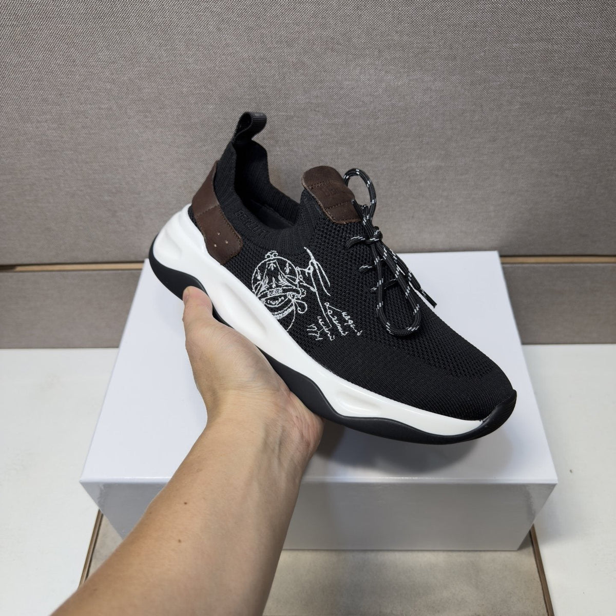 Berluti Black Mesh Lace-Up Sneakers