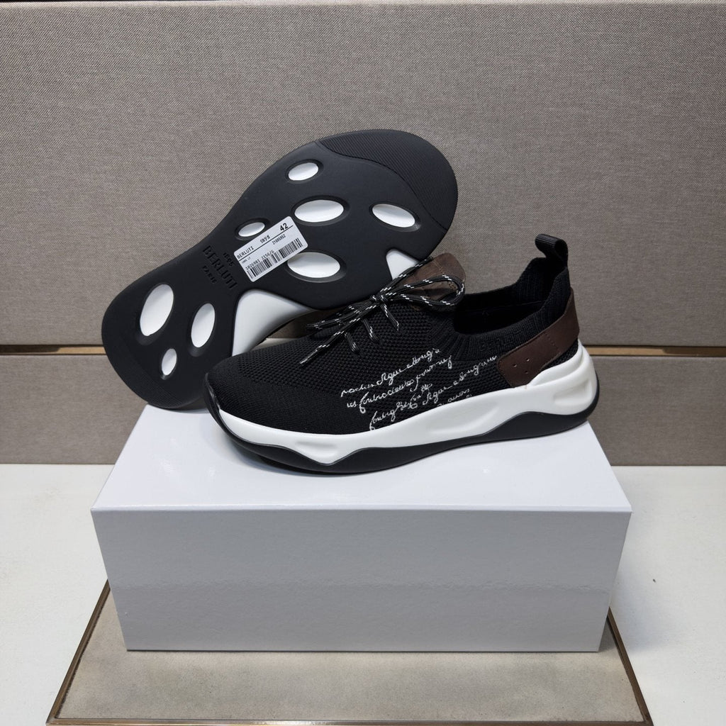 Berluti Black Mesh Lace-Up Sneakers