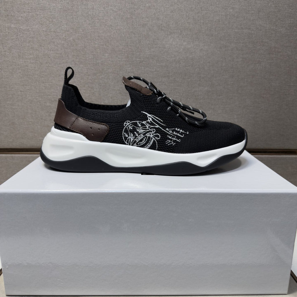 Berluti Black Mesh Lace-Up Sneakers
