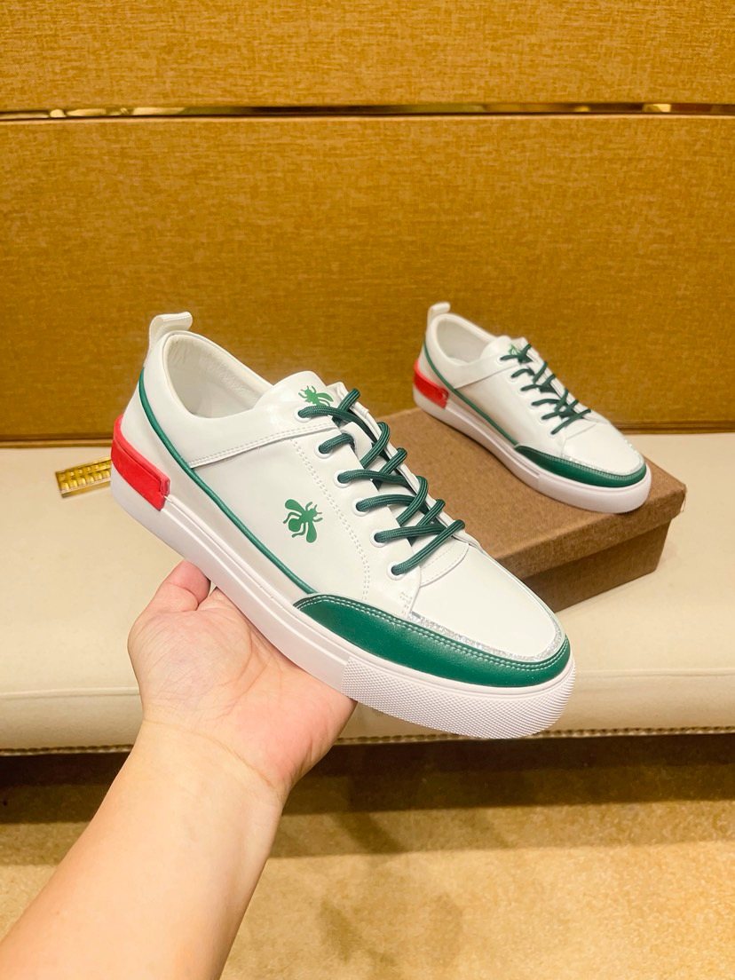 White Green and Red Low-Top Sneakers