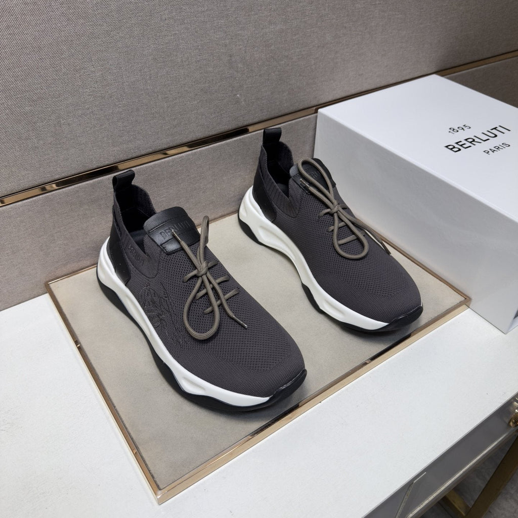 Berluti Charcoal Gray Lace-Up Sneakers