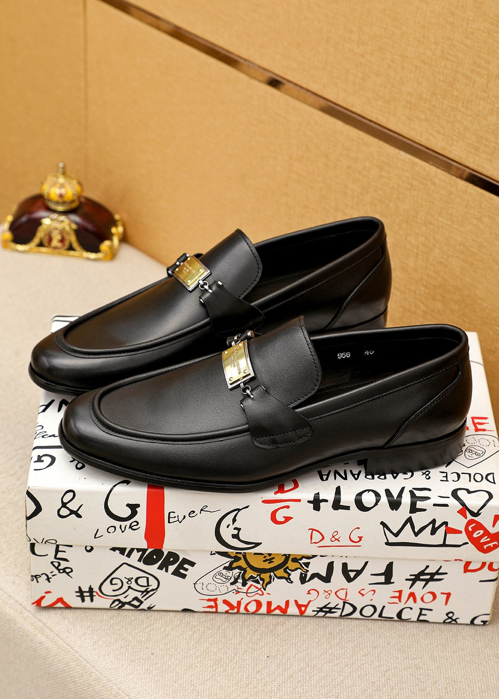 Black Gold-Tone Buckle Loafers
