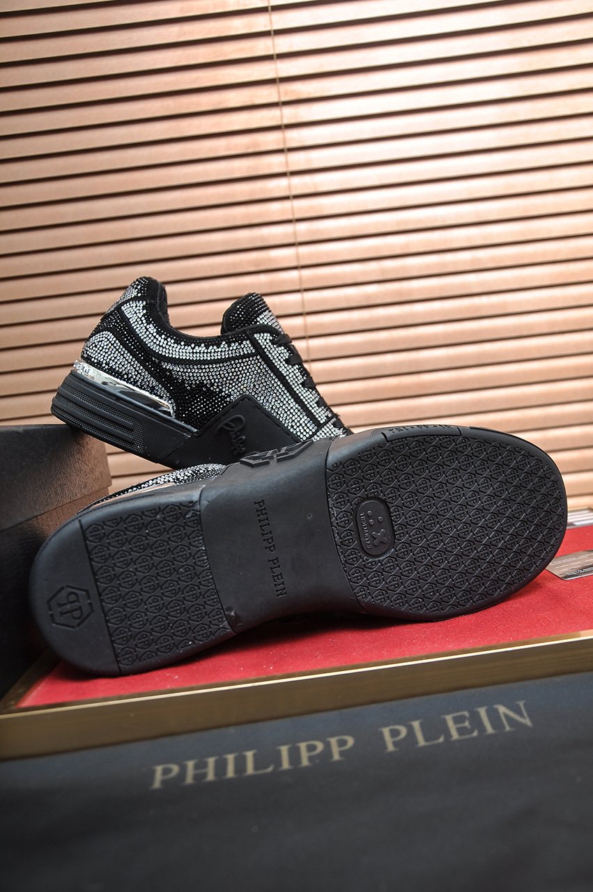 Philipp Plein Black & Silver Textured Sneakers
