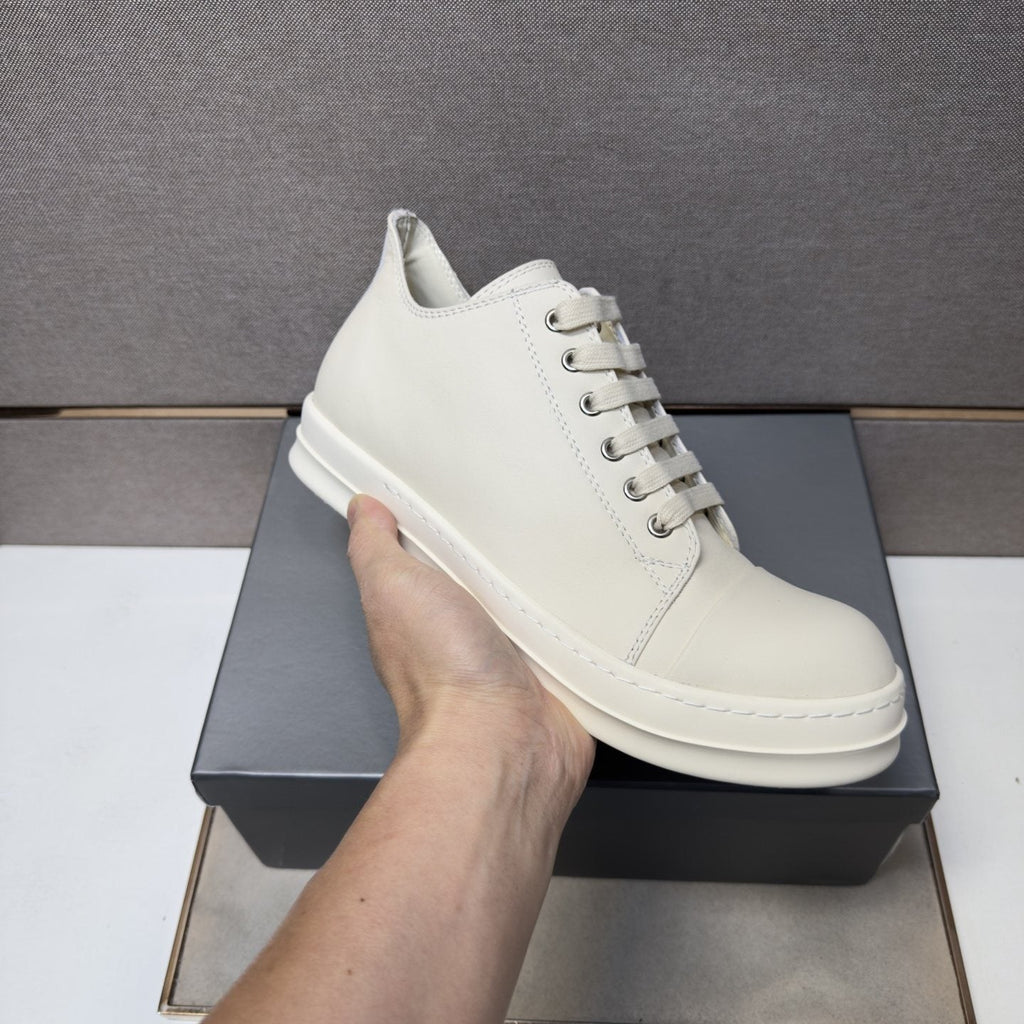 White Leather Low-Top Sneakers