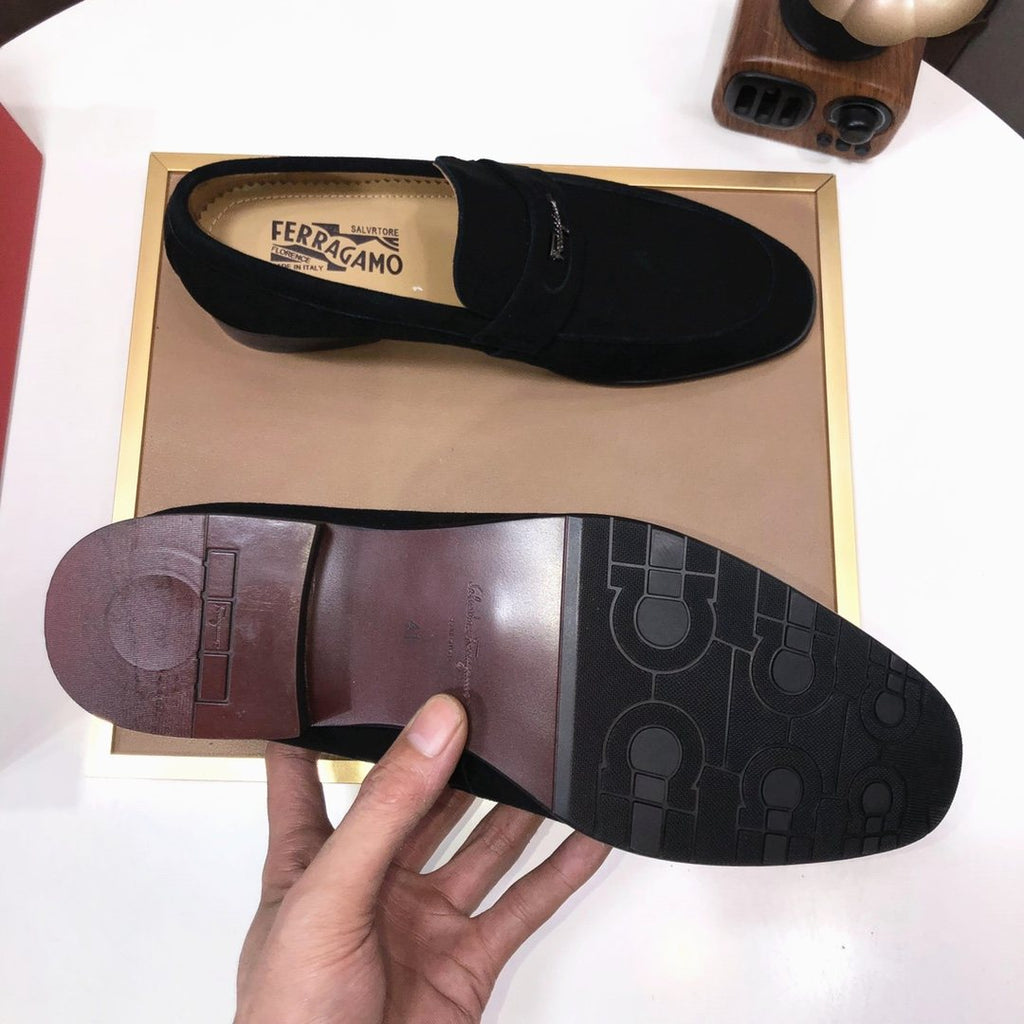 Ferragamo Black Slip-On Loafers