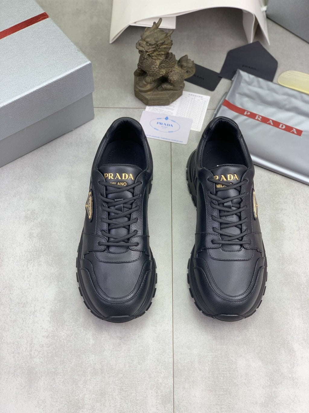 Prada Black Lug Sole Sneakers