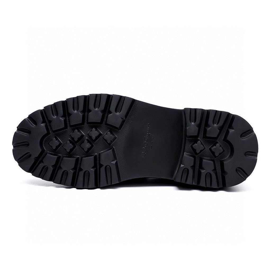 Salvatore Ferragamo Men's Black Embossed Lug Sole Loafers