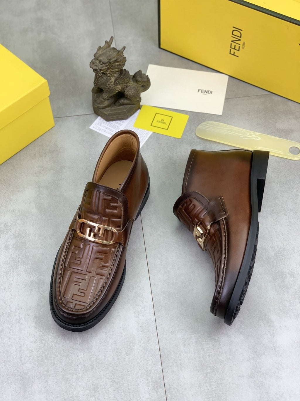 Fendi Men's Embossed Metal-Hardware Slip-On Boots