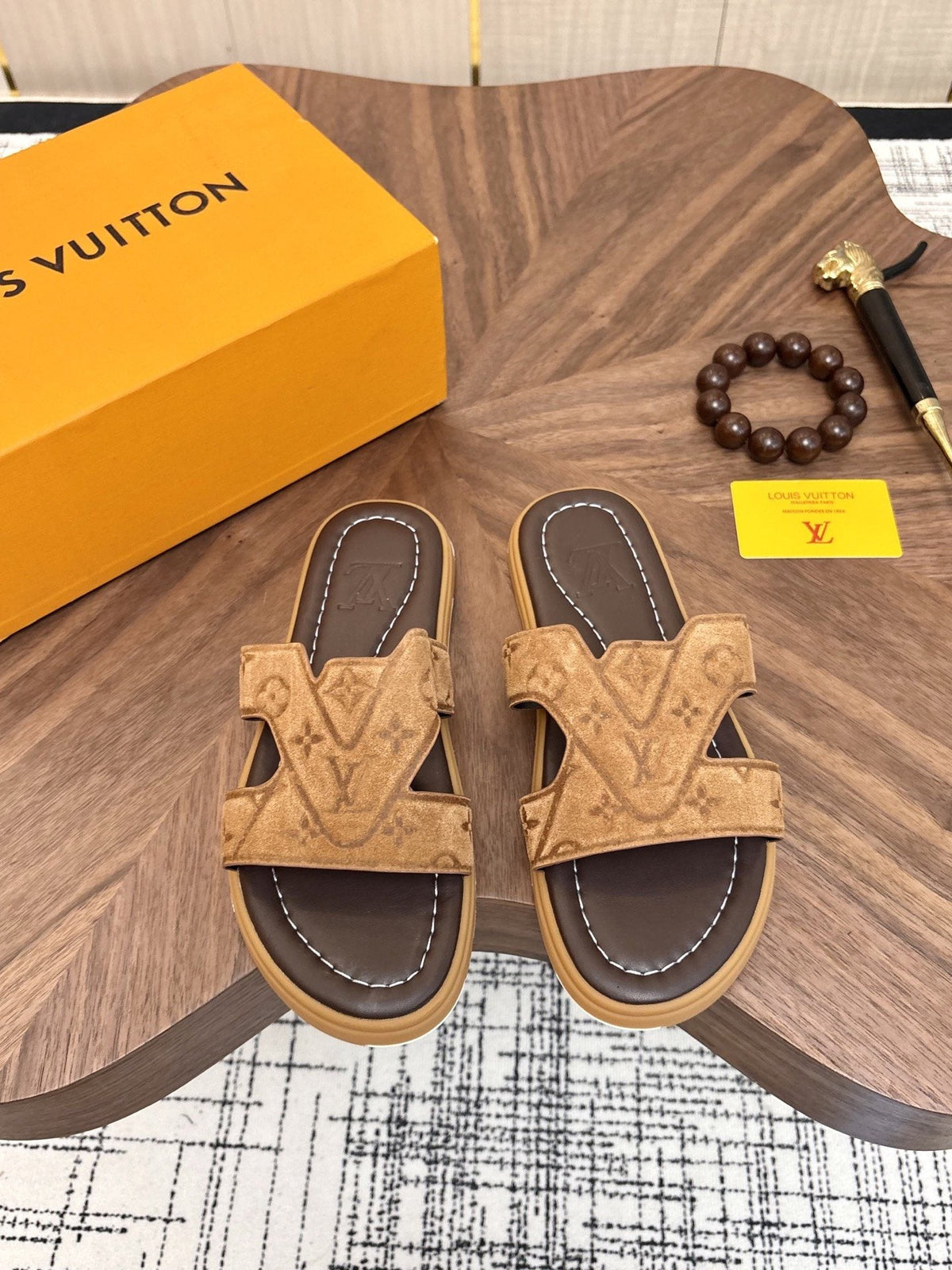 Louis Vuitton Monogram Slide Sandals - Rubber Sole