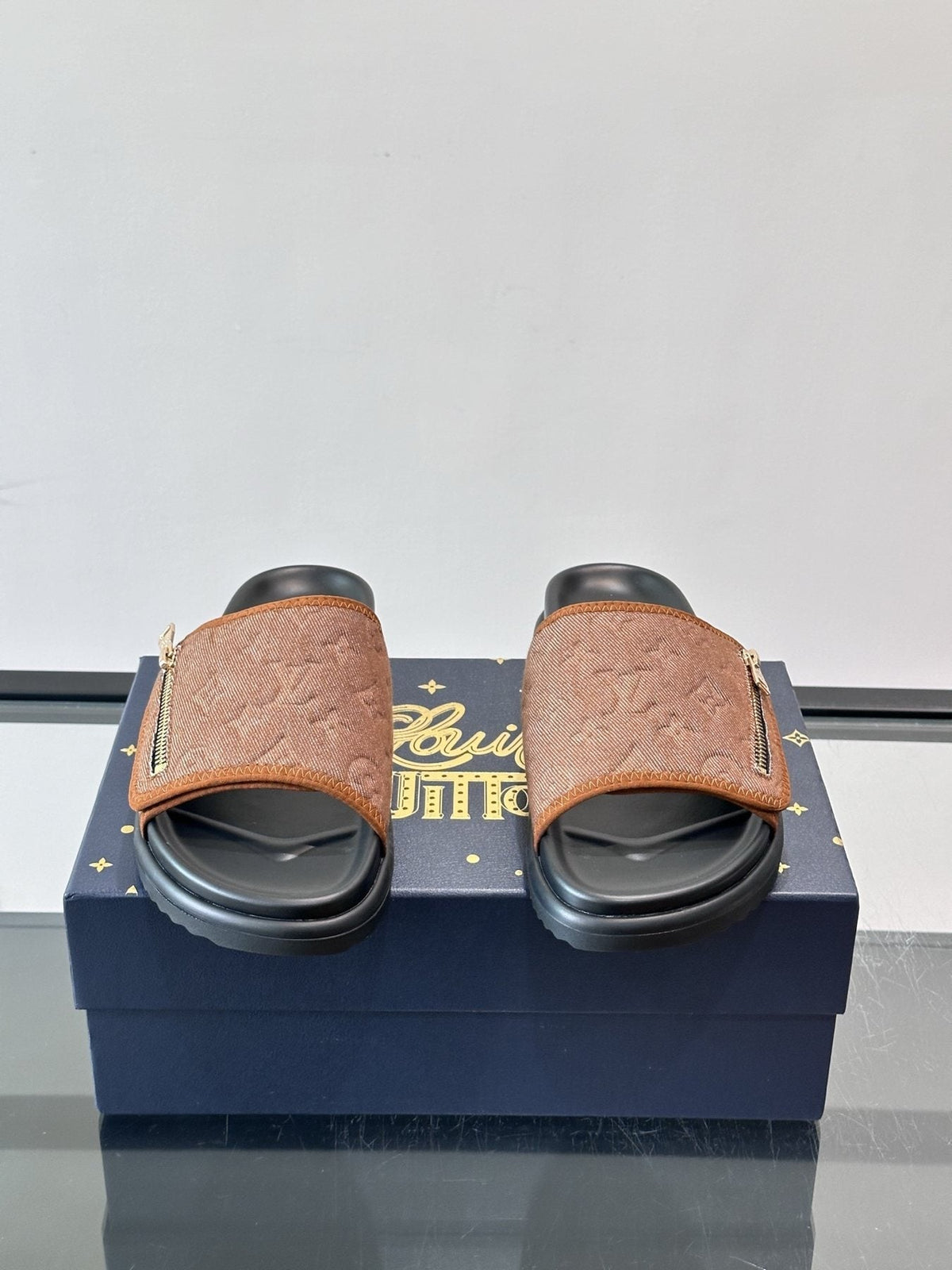 Louis Vuitton Embossed Strap Slide Sandals - Open Toe