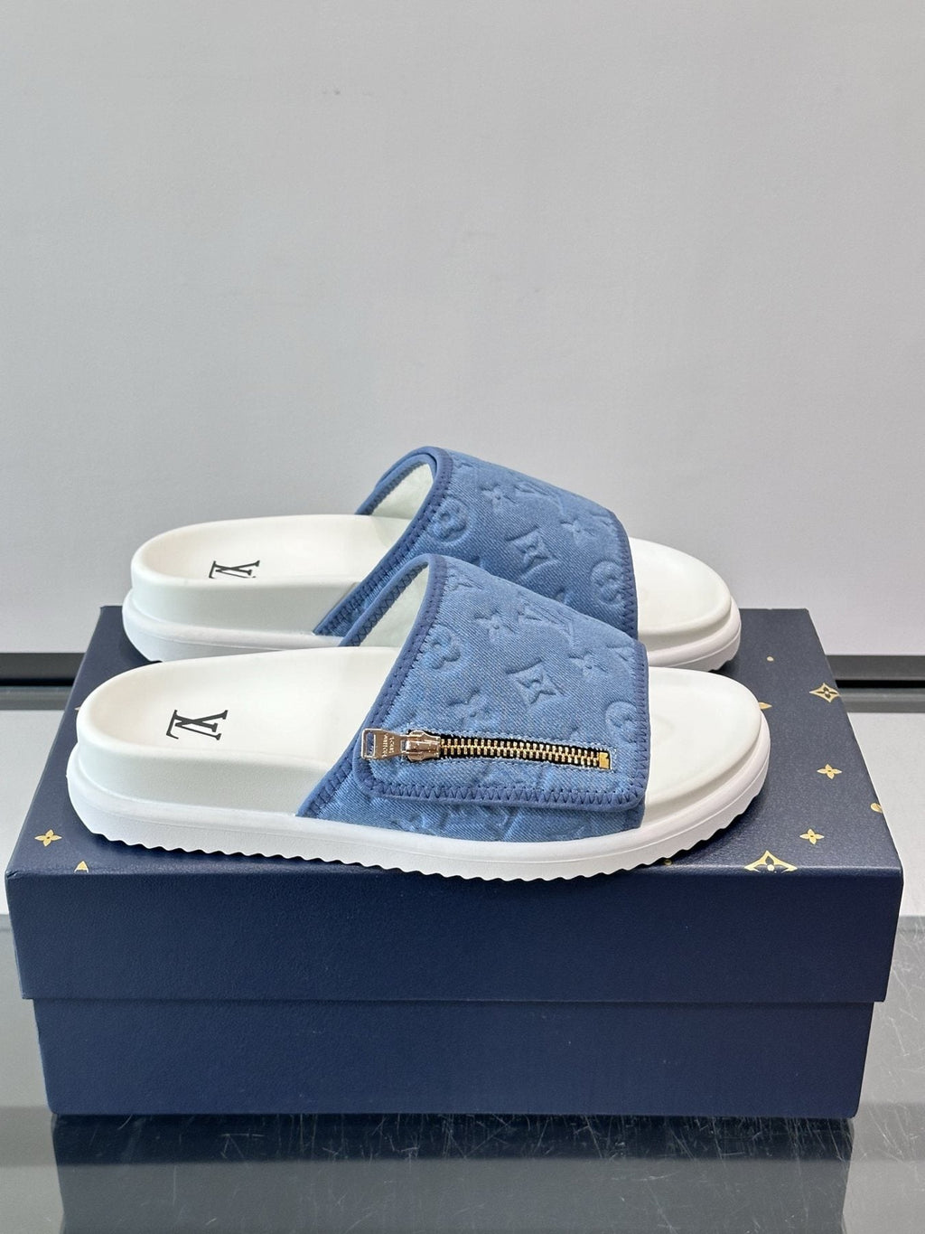 Louis Vuitton Embossed Strap Slide Sandals - Open Toe