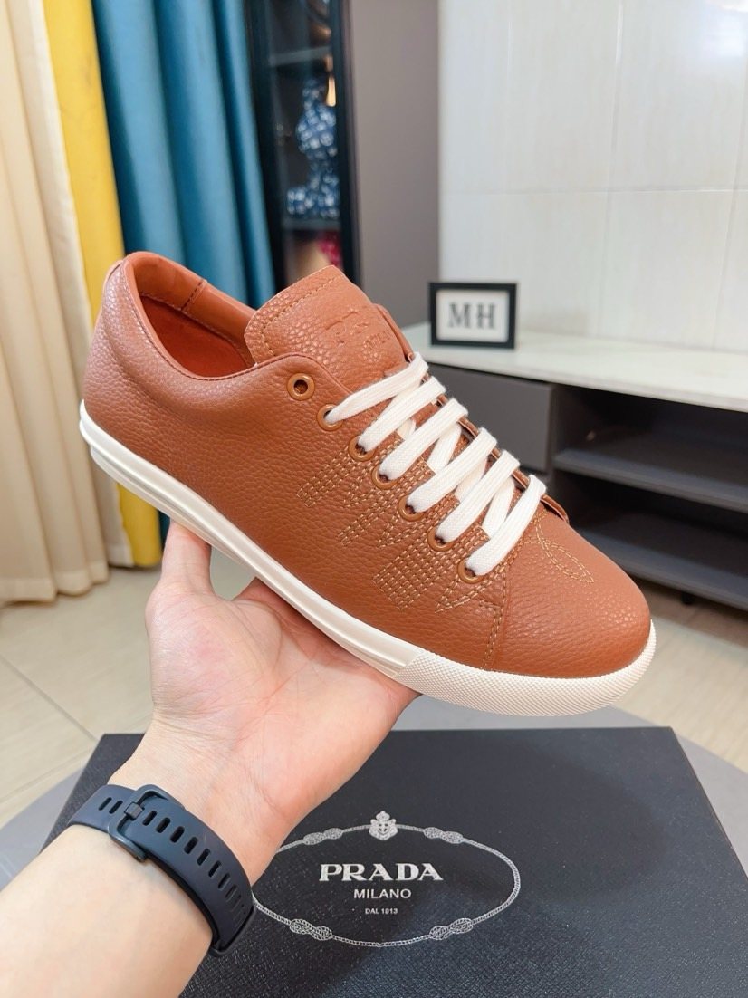 Prada Textured Low-Top Sneakers