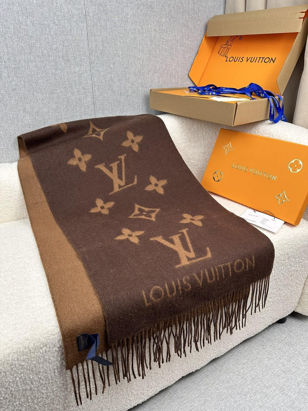 Louis Vuitton Monogram Fringed Scarf