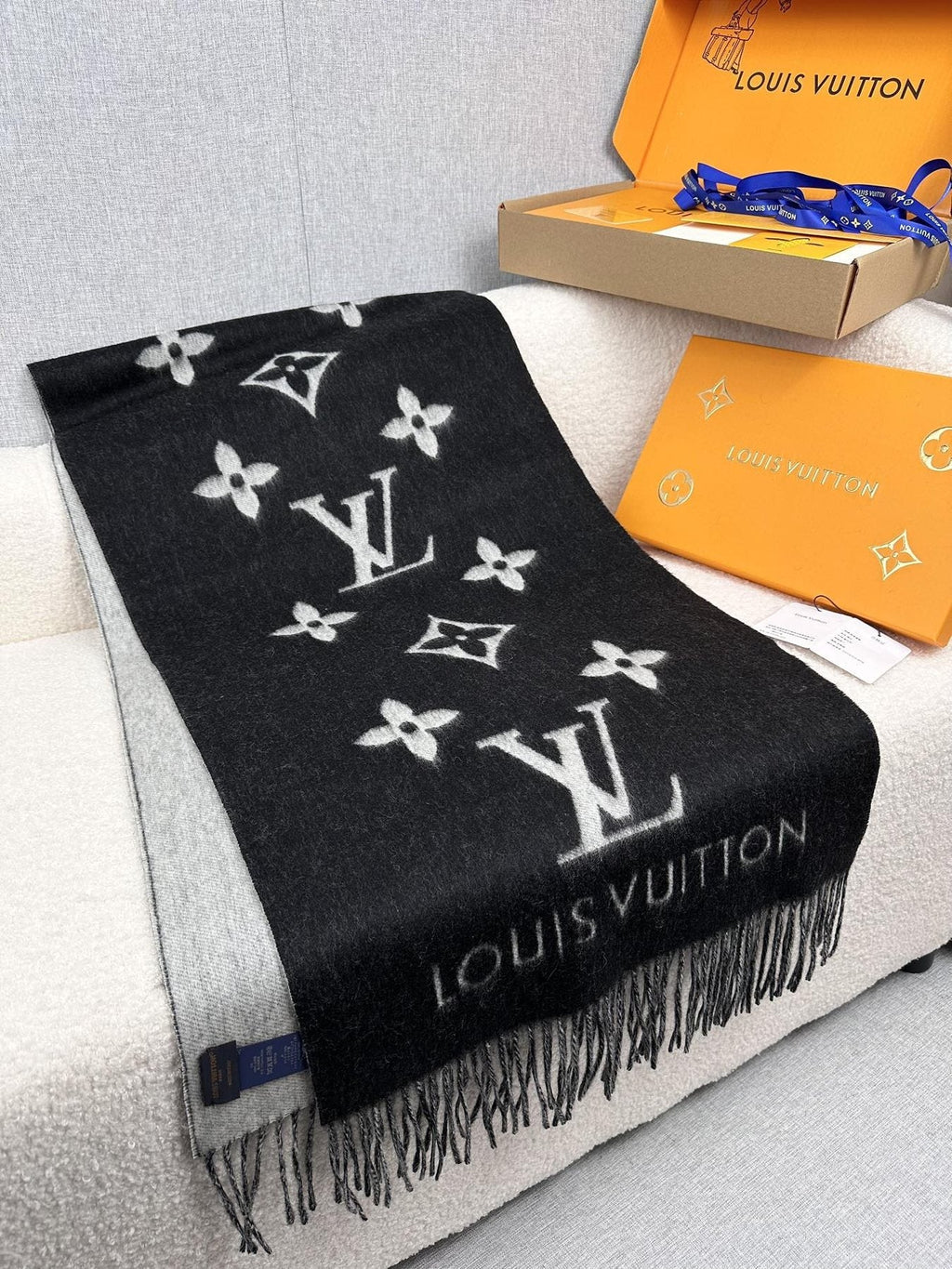 Louis Vuitton Monogram Fringed Scarf