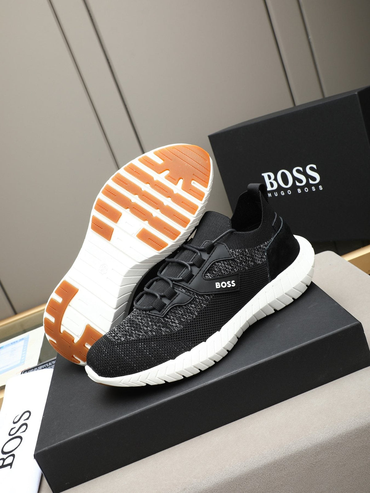 BOSS Textured Lace-Up Sneakers