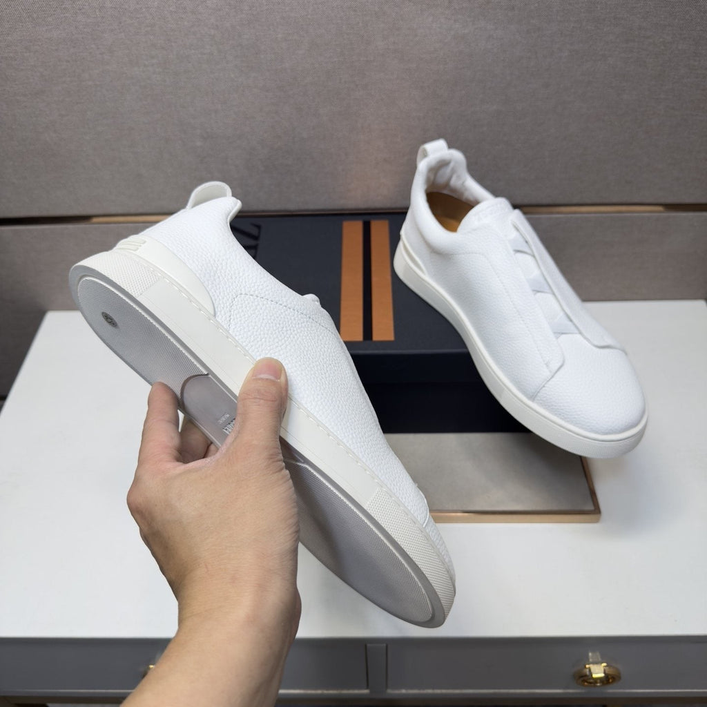 Zegna Men's Textured Low-Top Sneakers - Leather Lining