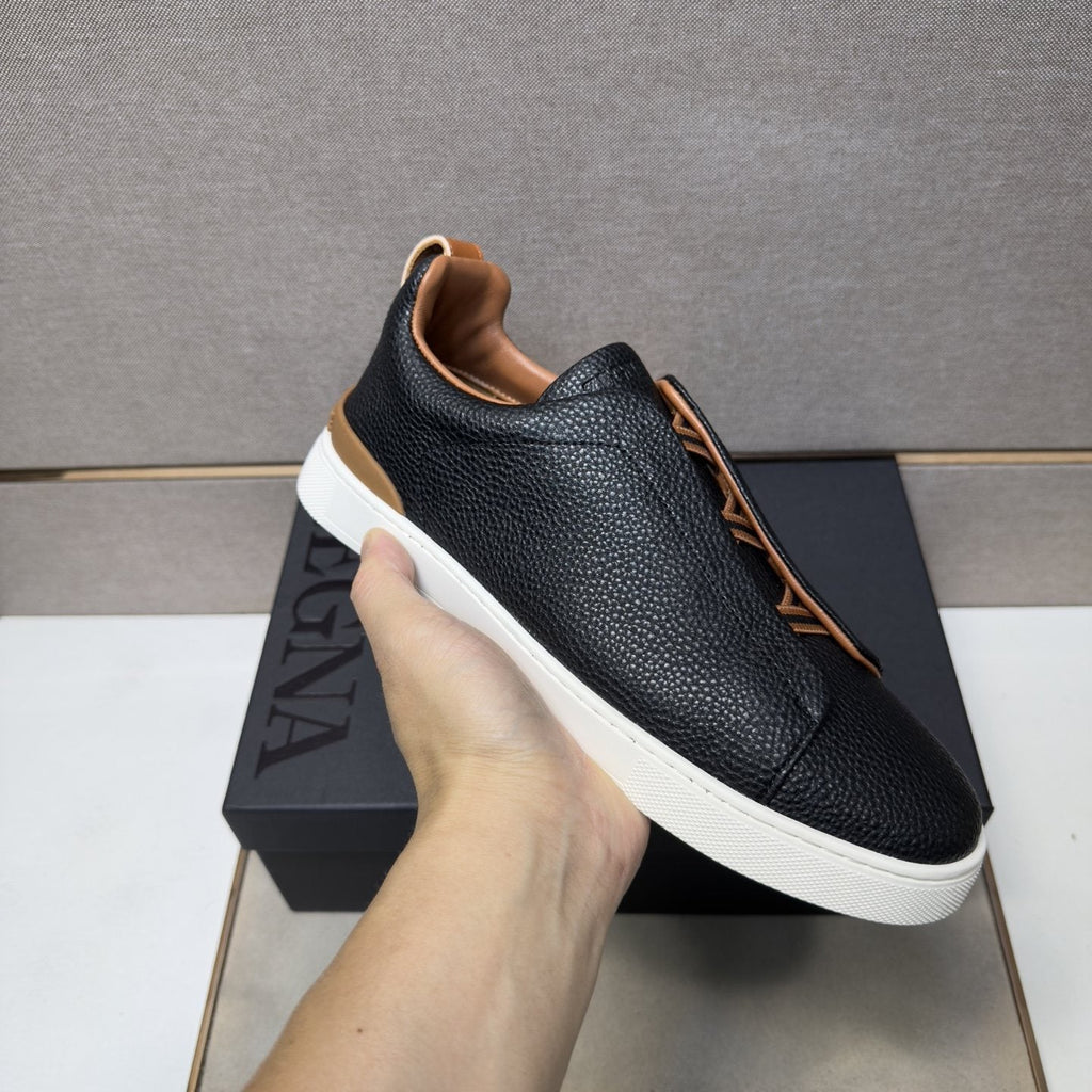 Zegna Men's Textured Low-Top Sneakers - Leather Lining