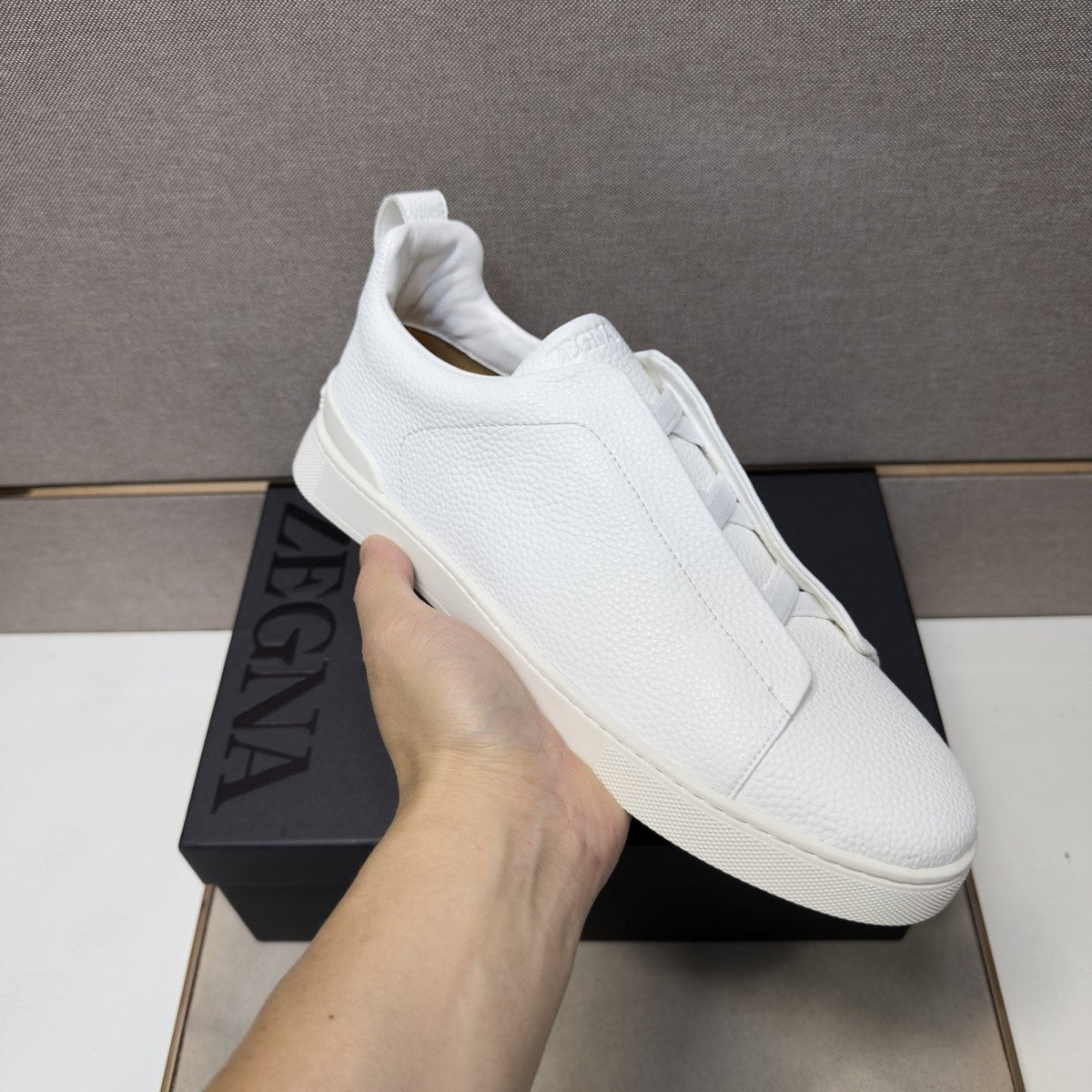 Zegna Men's Textured Low-Top Sneakers - Leather Lining