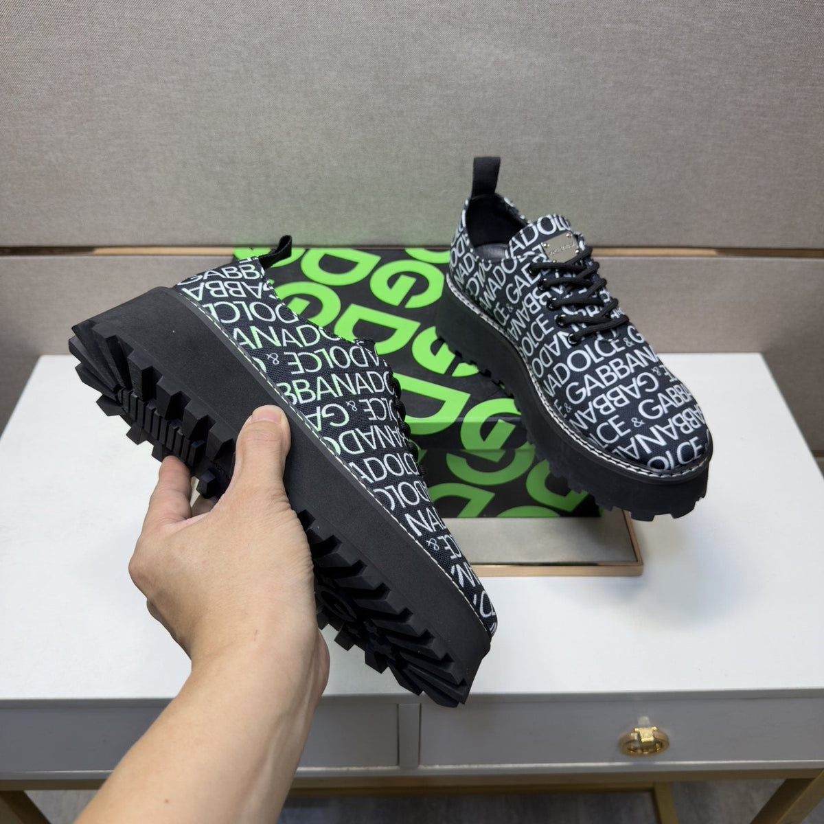 Dolce & Gabbana Letter Print Lug Sole Shoes