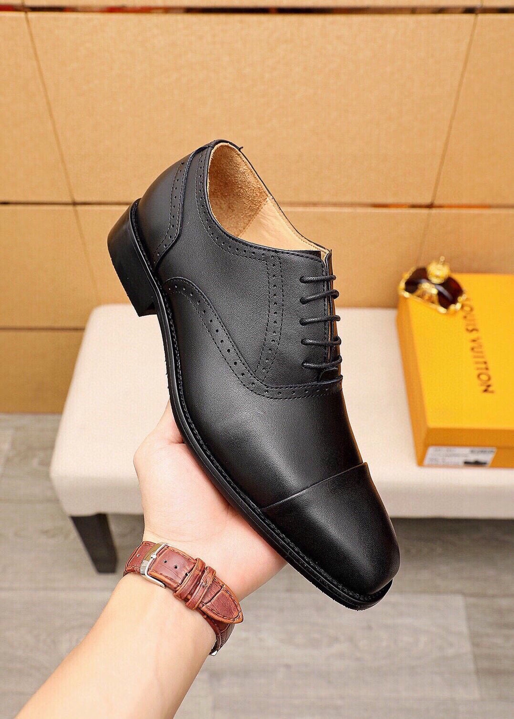 Louis Vuitton Cap-Toe Lace-Up Dress Shoes