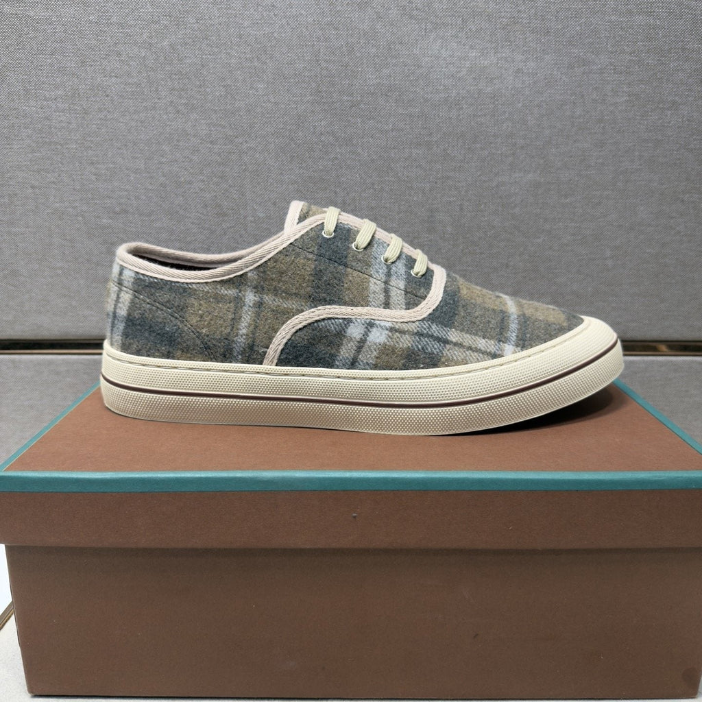 Loro Piana Men's Plaid Low-Top Sneakers