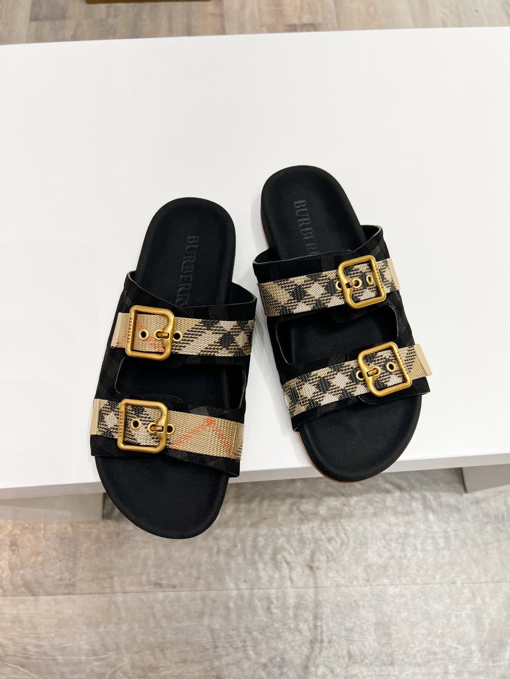 Burberry Check Strap Slide Sandals