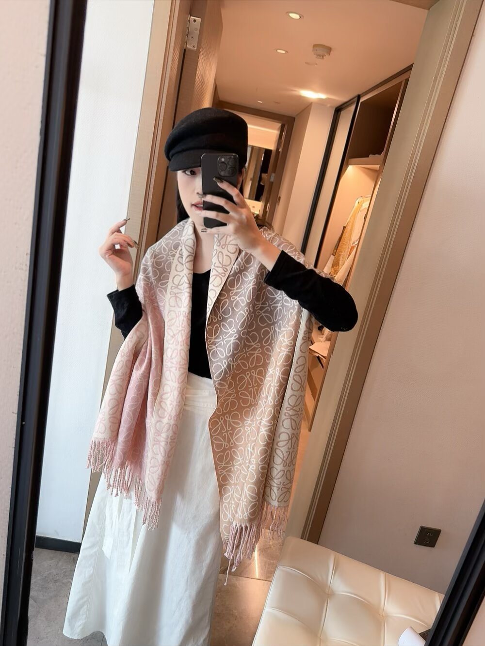 Loewe Loop Motif Fringe Scarf