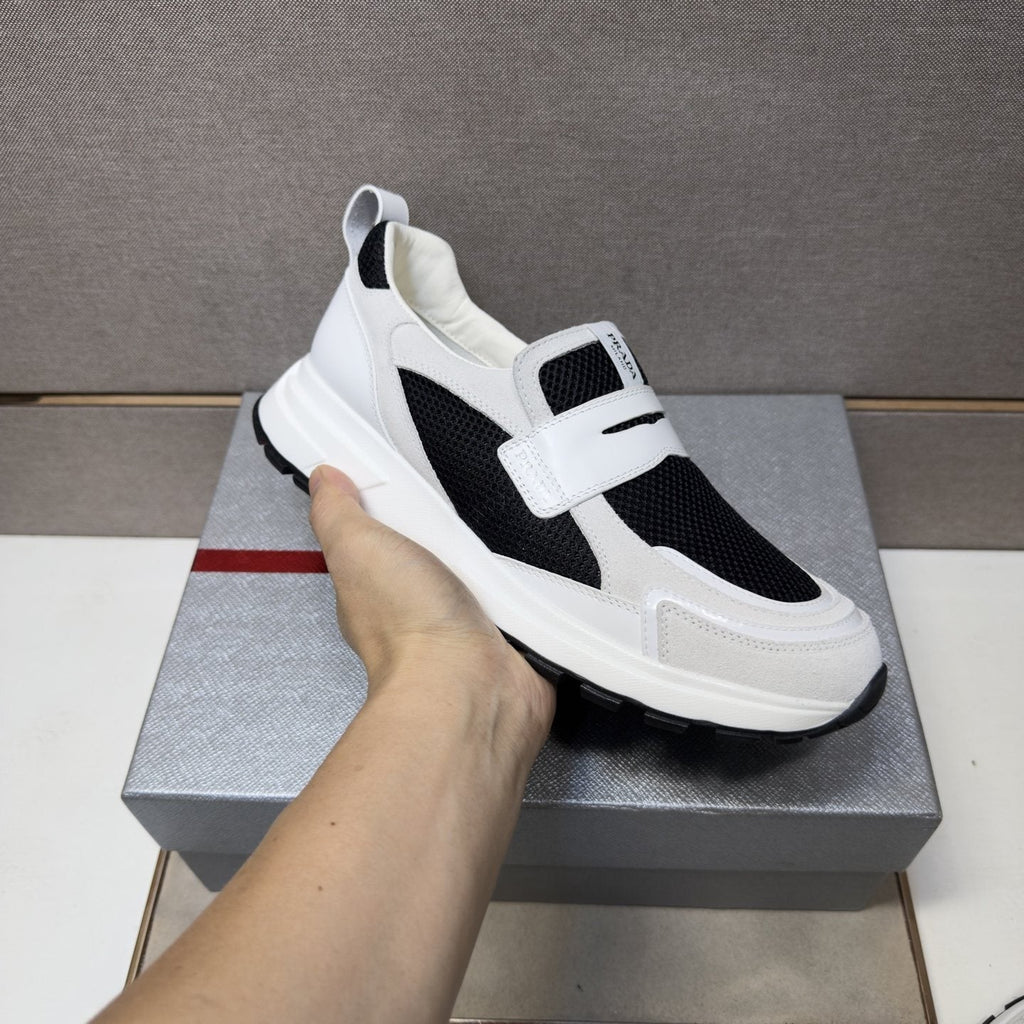 Prada Dark Navy Mesh Slip-On Sneakers