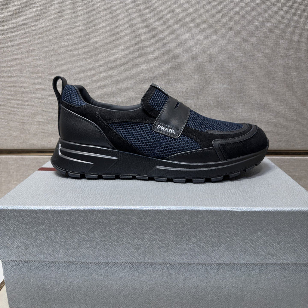 Prada Dark Navy Mesh Slip-On Sneakers