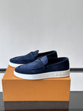 Louis Vuitton Navy Blue Suede Loafers