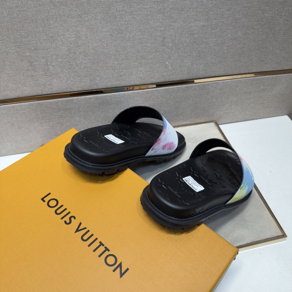 Louis Vuitton Pastel Multicolor Strap Slide Sandals