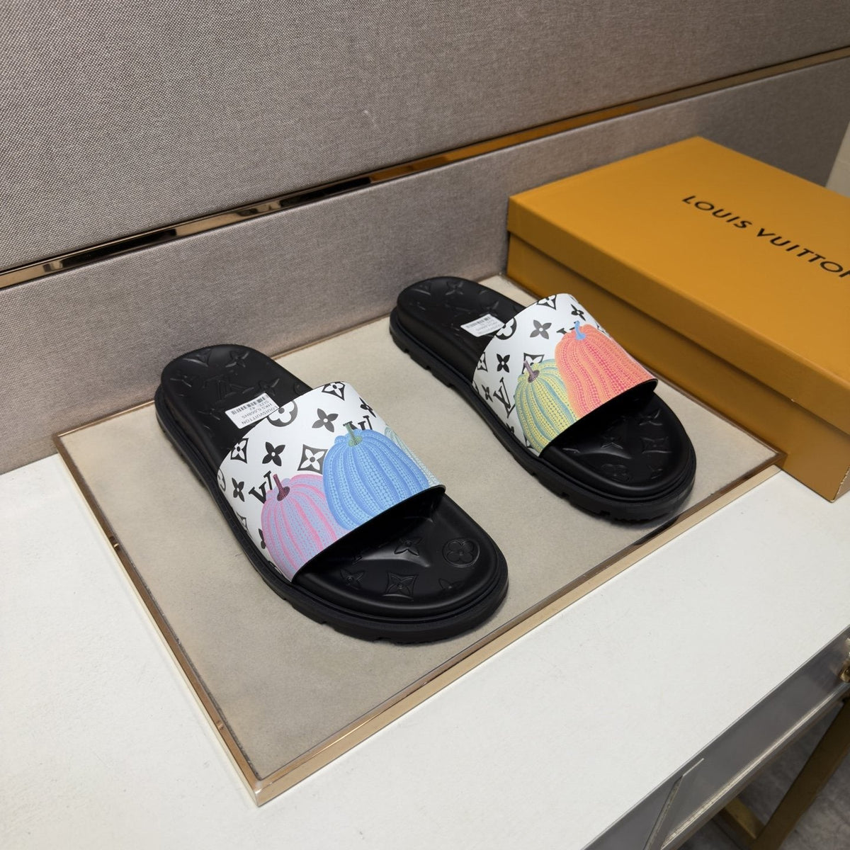 Louis Vuitton Pastel Multicolor Strap Slide Sandals