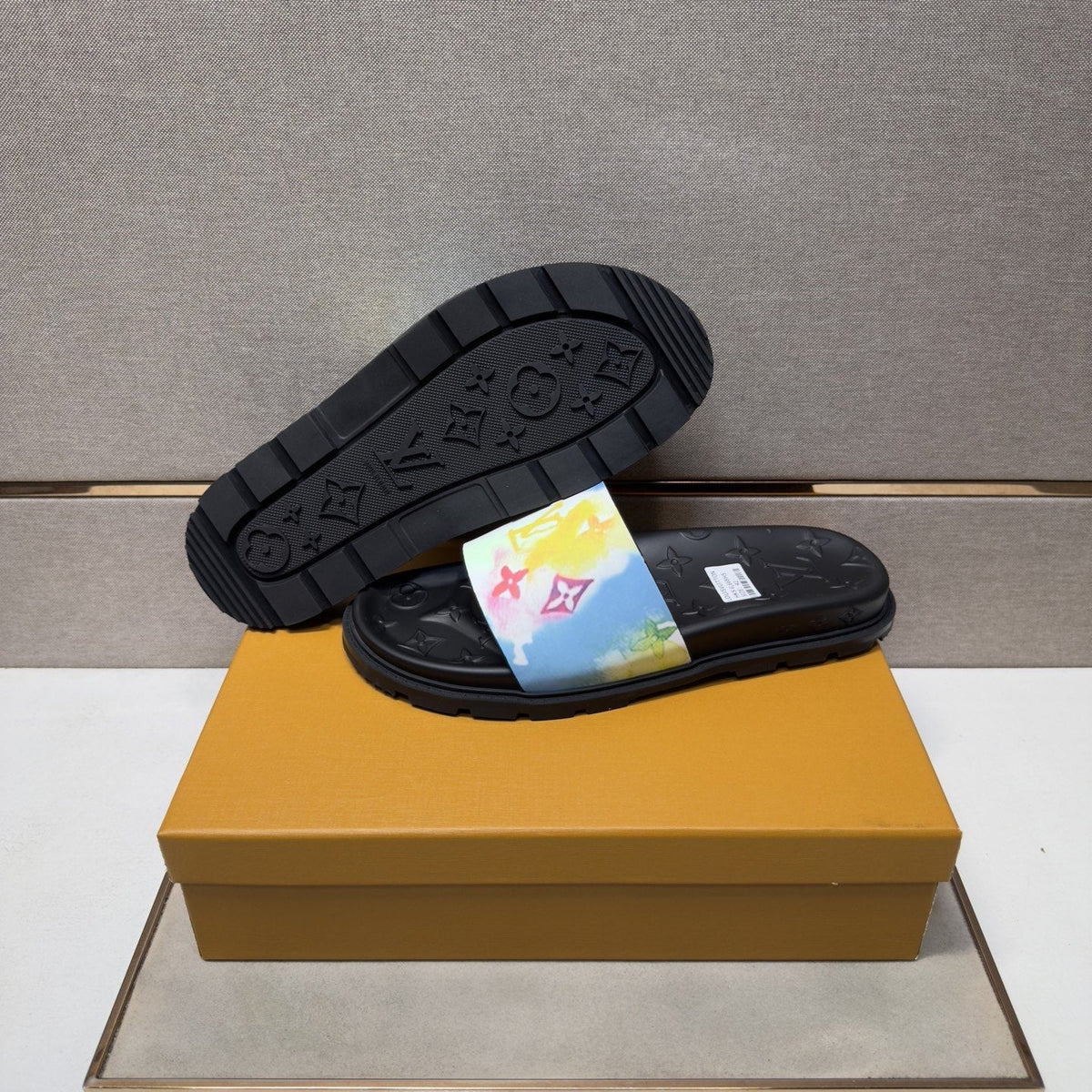 Louis Vuitton Pastel Multicolor Strap Slide Sandals