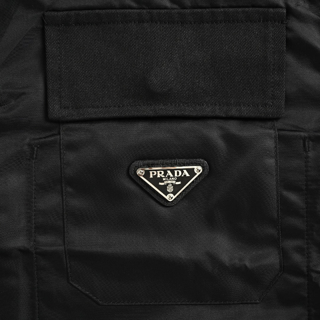 Prada PRD Panelled Flap Pocket Nylon Jacket Black