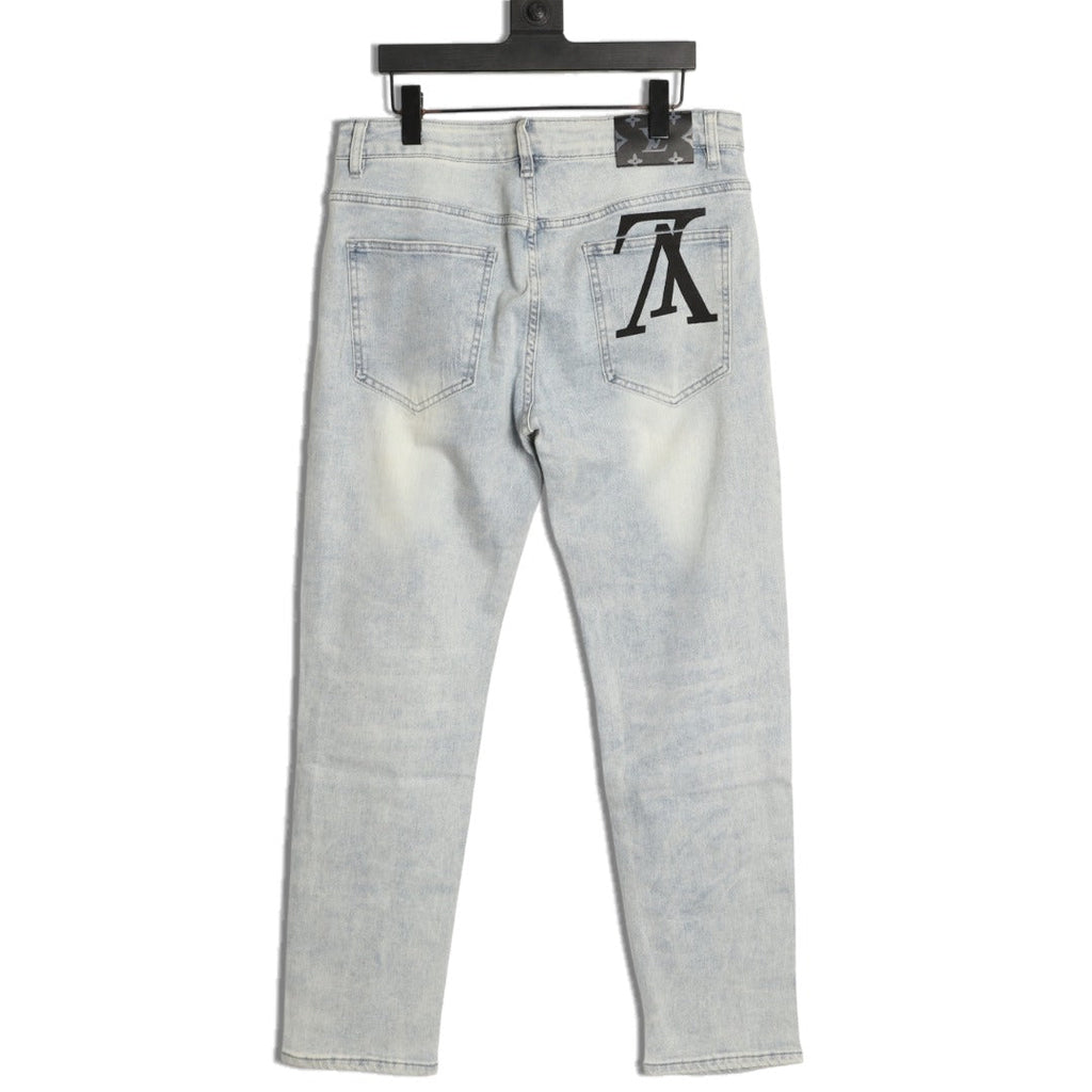 Louis Vuitton Back-Pocket Graphic Jeans - Light Gray