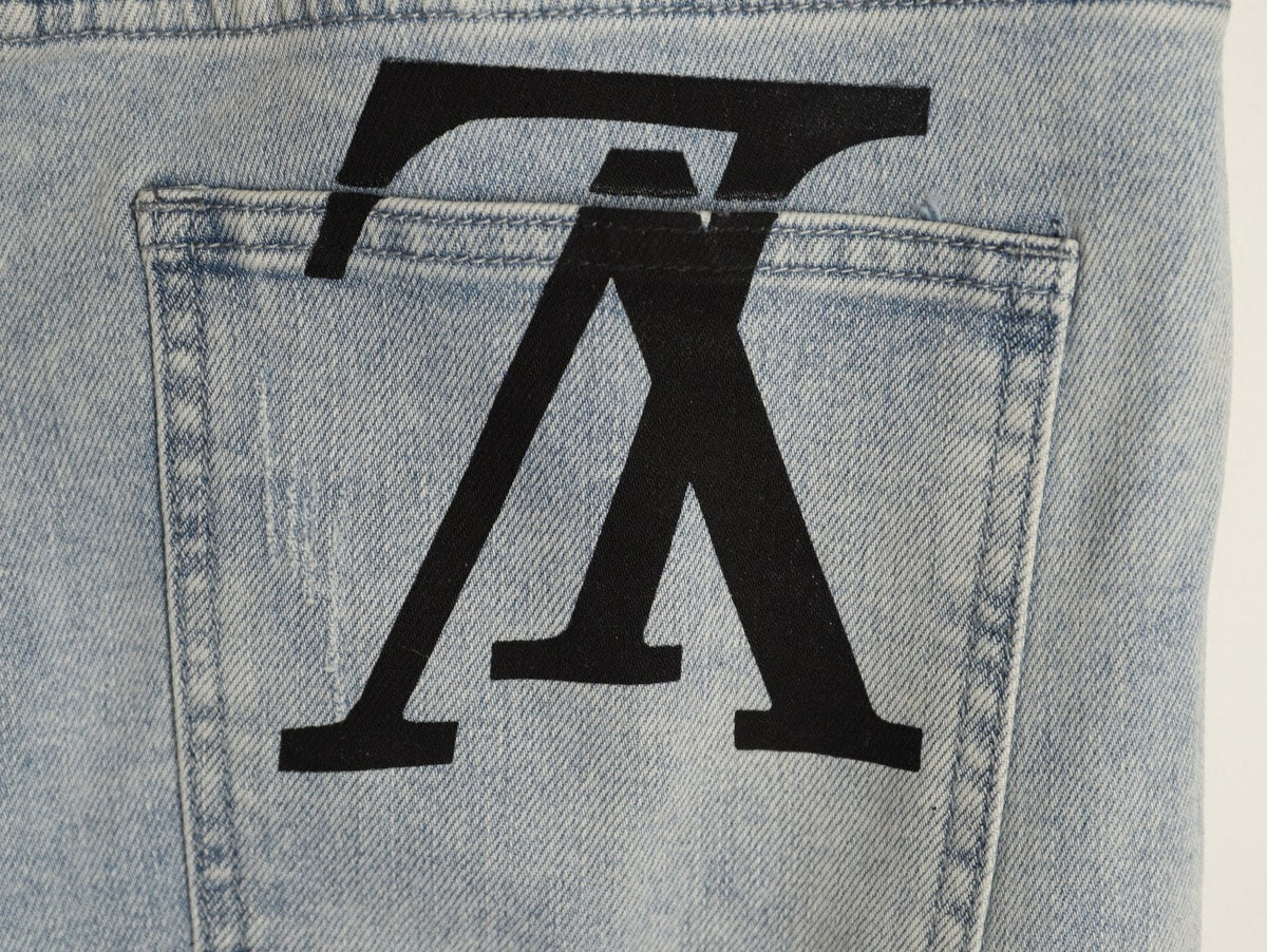 Louis Vuitton Back-Pocket Graphic Jeans - Light Gray